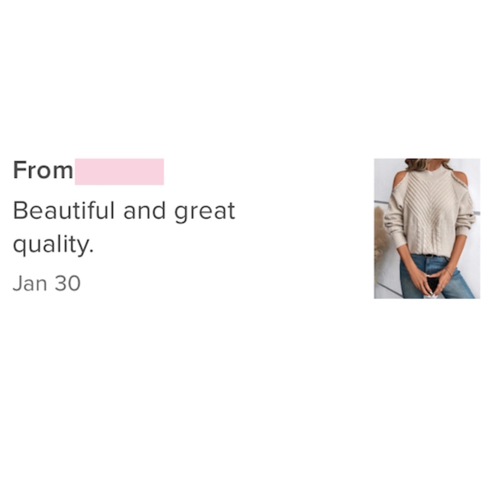 Beige Cable Knit Pullover Sweater Cold Shoulder Long Sleeve - Picture 9 of 9